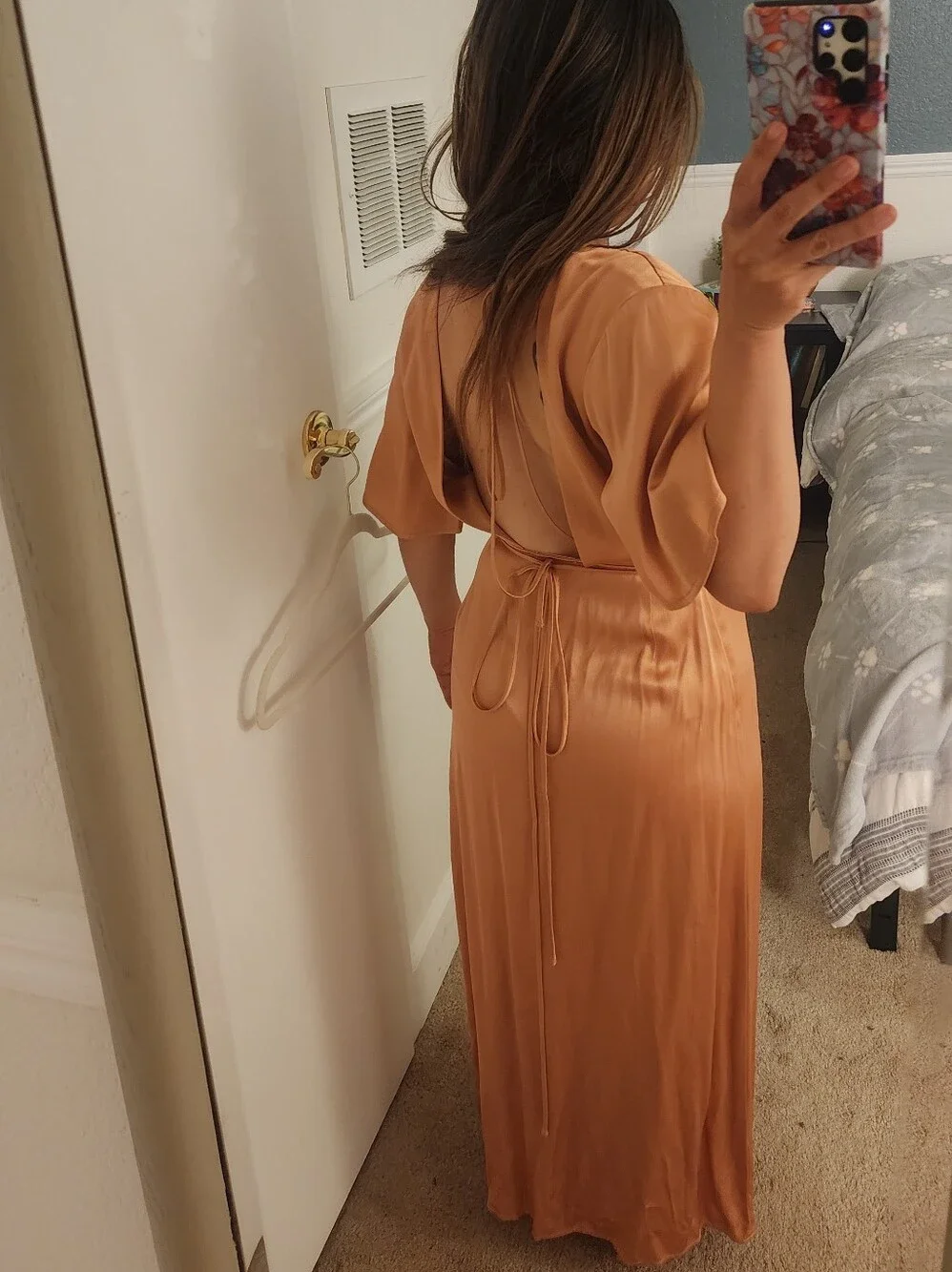 Whimsy + Row Open-Back Satin Maxi Dress in Blush